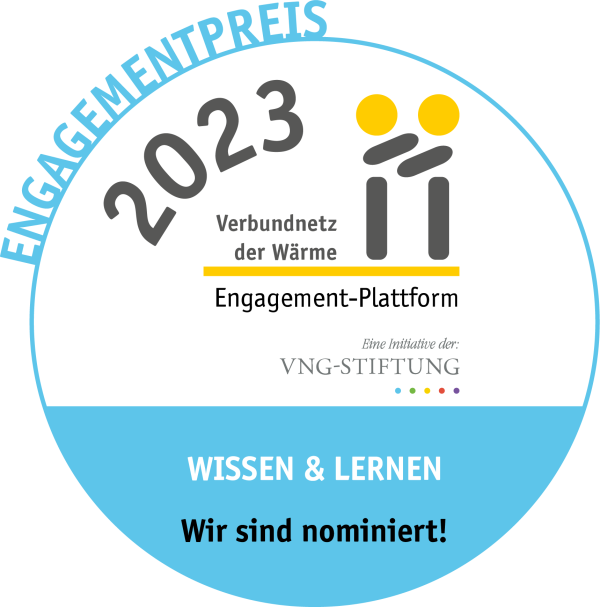 Logo der Kategorie "Wissen & Lernen" des Engagementpreis des Verbundnetzes der Wärme. Wir sind nominiert!